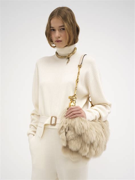 Chain Horse shoulder bag in shearling 